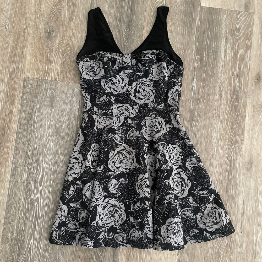 Floral Black and Gray Dress